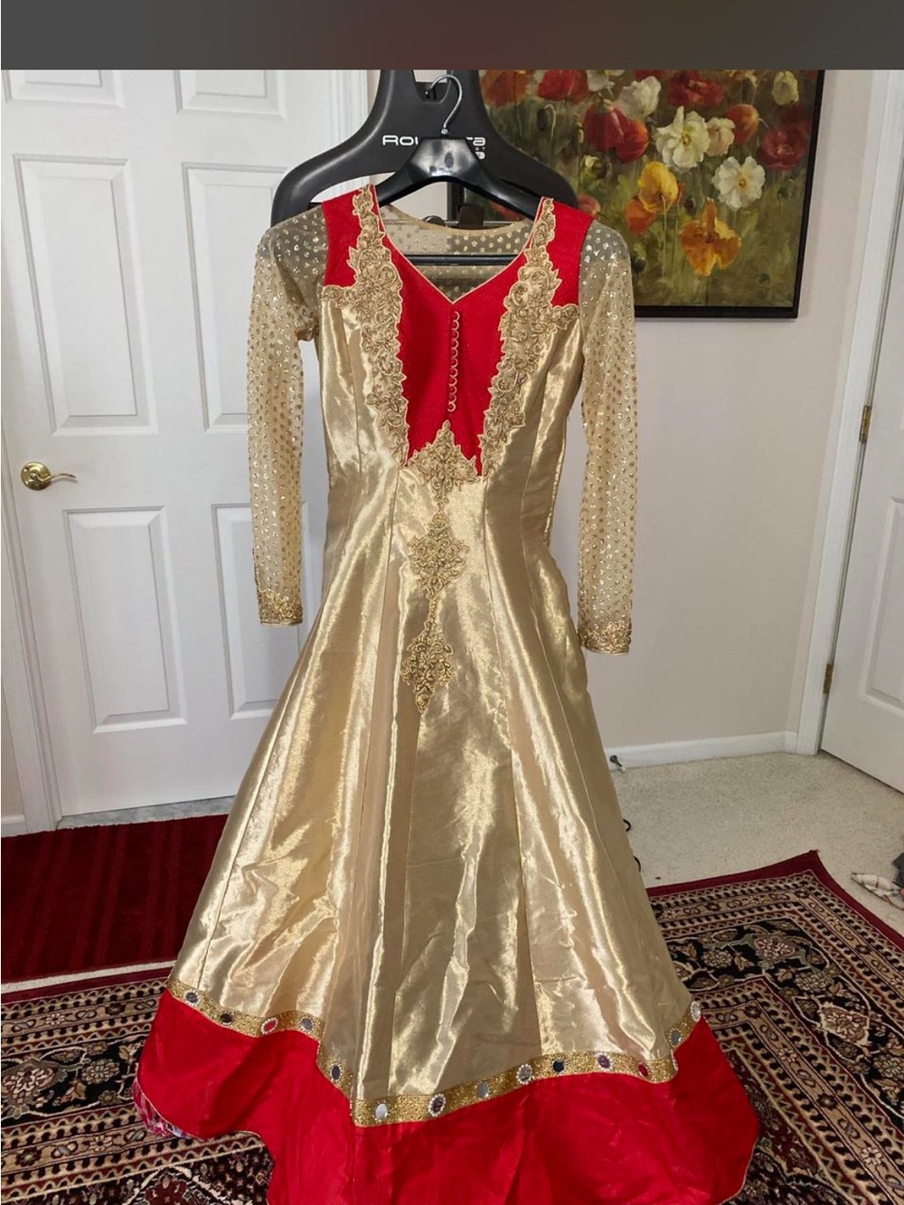 Gold and Red Dress